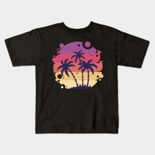 Tropical palm tree sunset graphic, Hawaiian summer beach vacation novelty, Men Women Kids T-Shirt